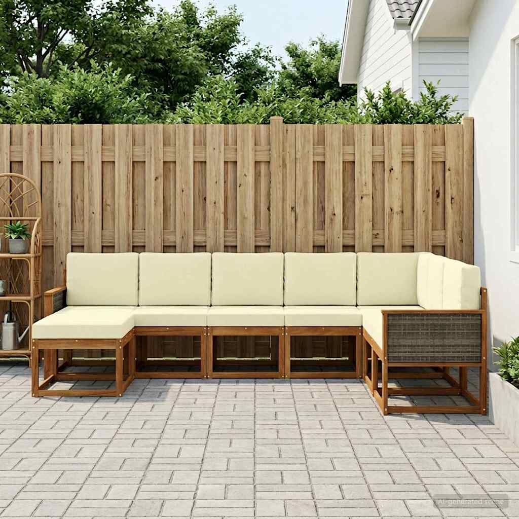 vidaXL Zestaw sof na zewnątrz z poduszką 8 pcs Naturalny i Kremowy