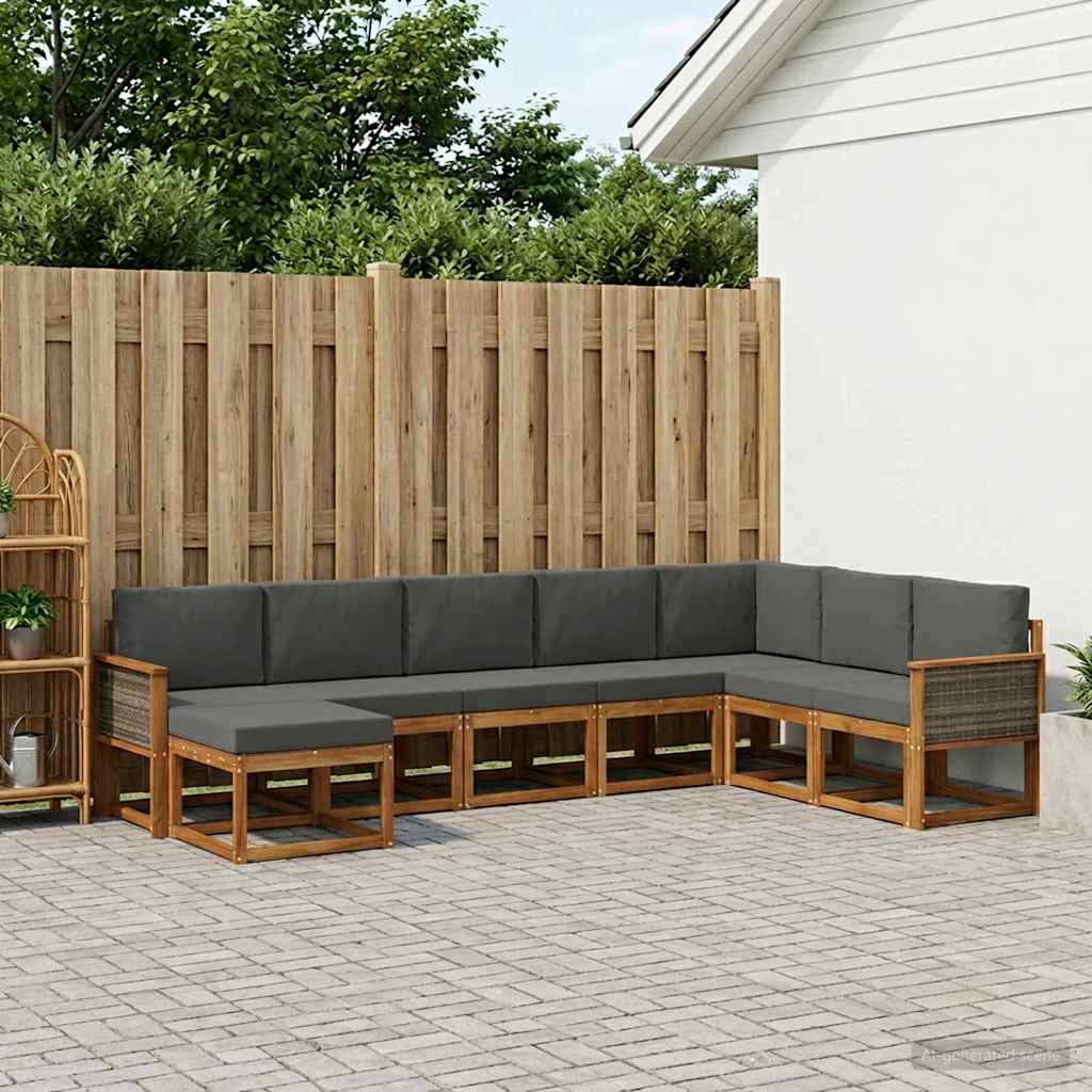 vidaXL Zestaw sof na zewnątrz z poduszką 8 pcs Naturalny i Antracytowy