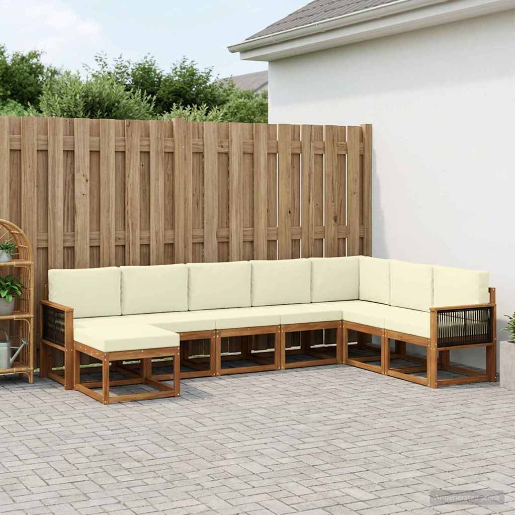 vidaXL Zestaw sof na zewnątrz z poduszką 8 pcs Naturalny i Kremowy