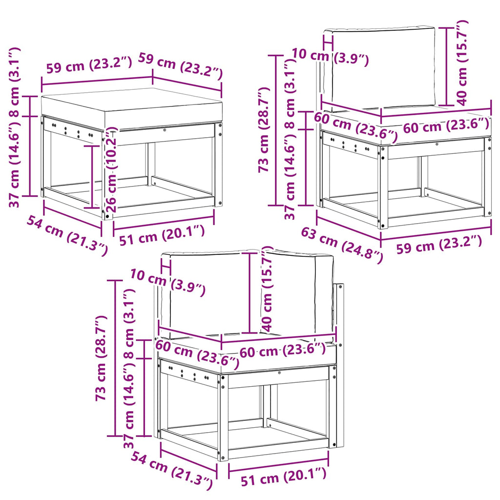 vidaXL Zestaw sof na zewnątrz z poduszką 8 pcs Naturalny i Kremowy