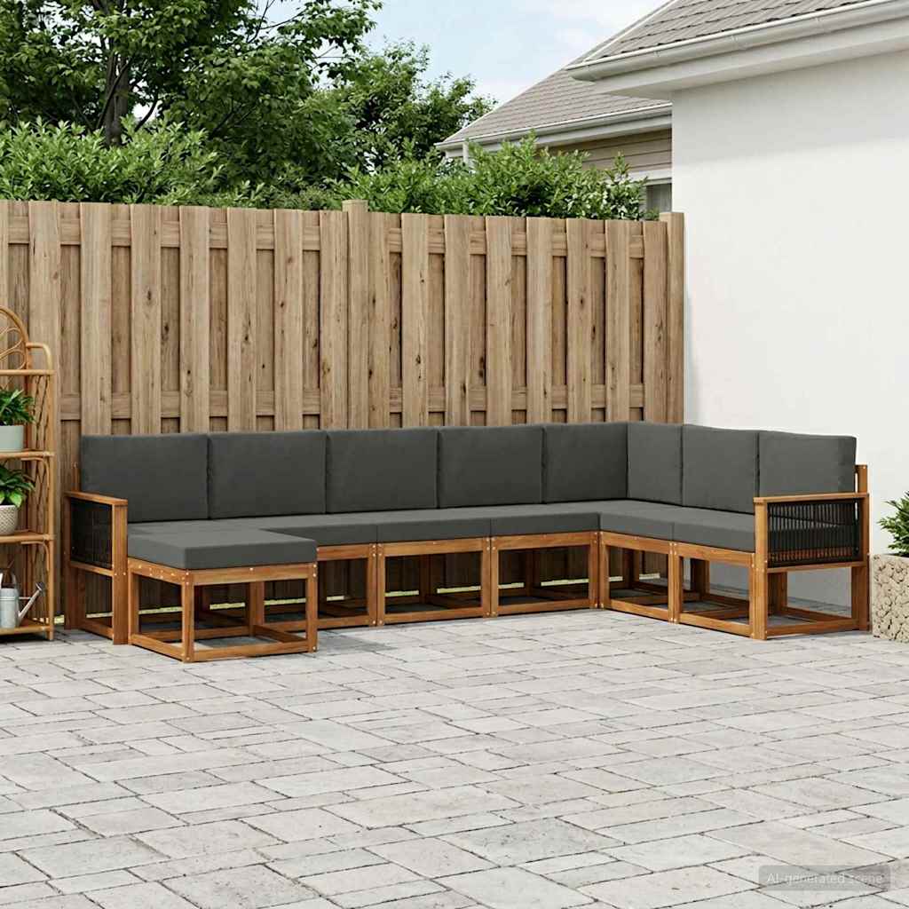 vidaXL Zestaw sof na zewnątrz 8 pcs Naturalny i Antracytowy