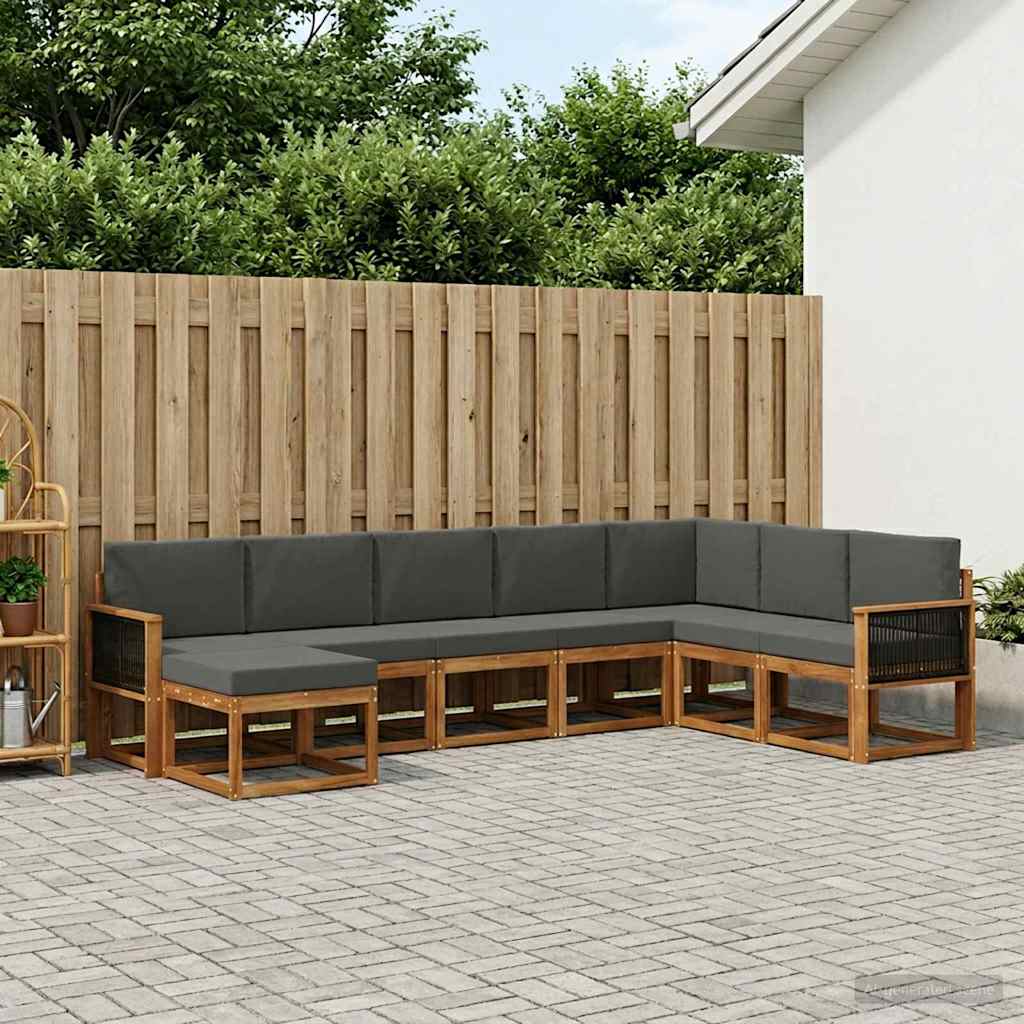 vidaXL Zestaw sof na zewnątrz 8 pcs Naturalny i Antracytowy