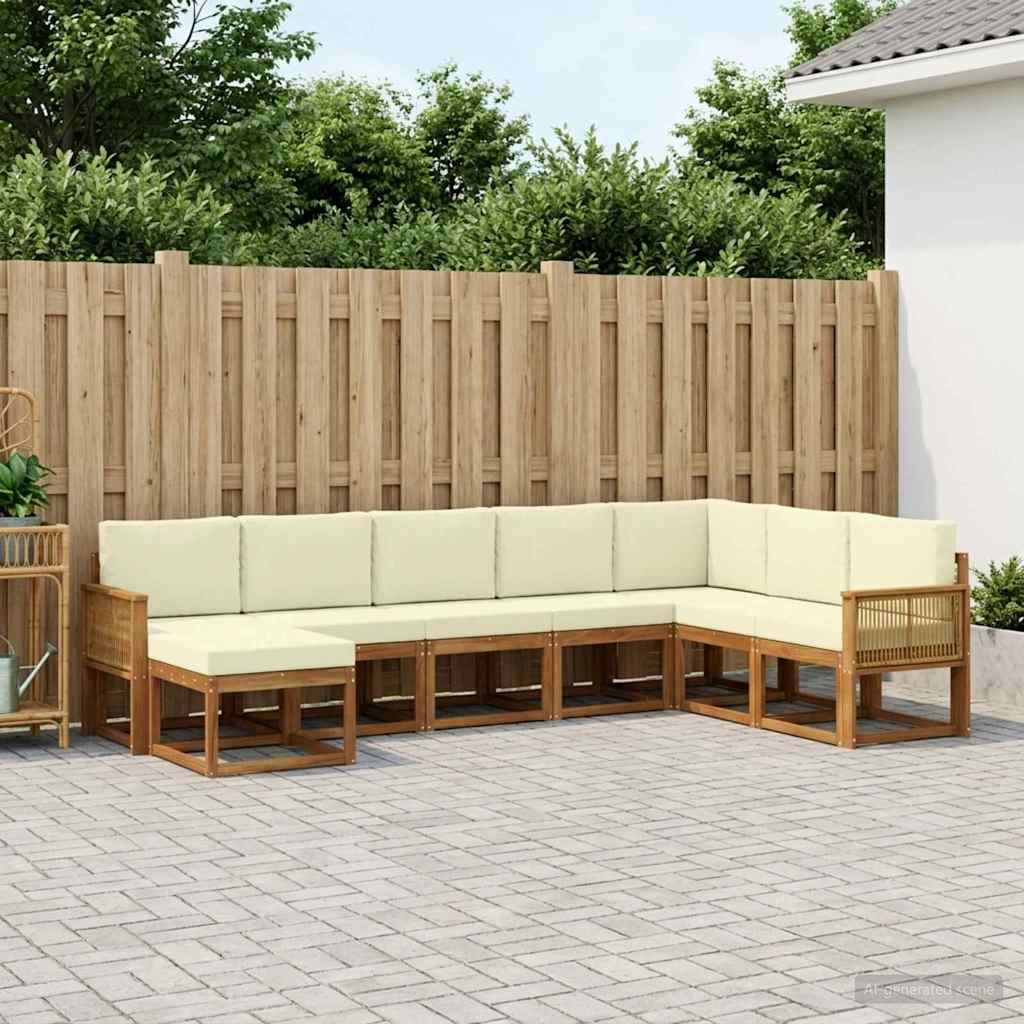 vidaXL Zestaw sof na zewnątrz z poduszką 8 pcs Naturalny i Kremowy