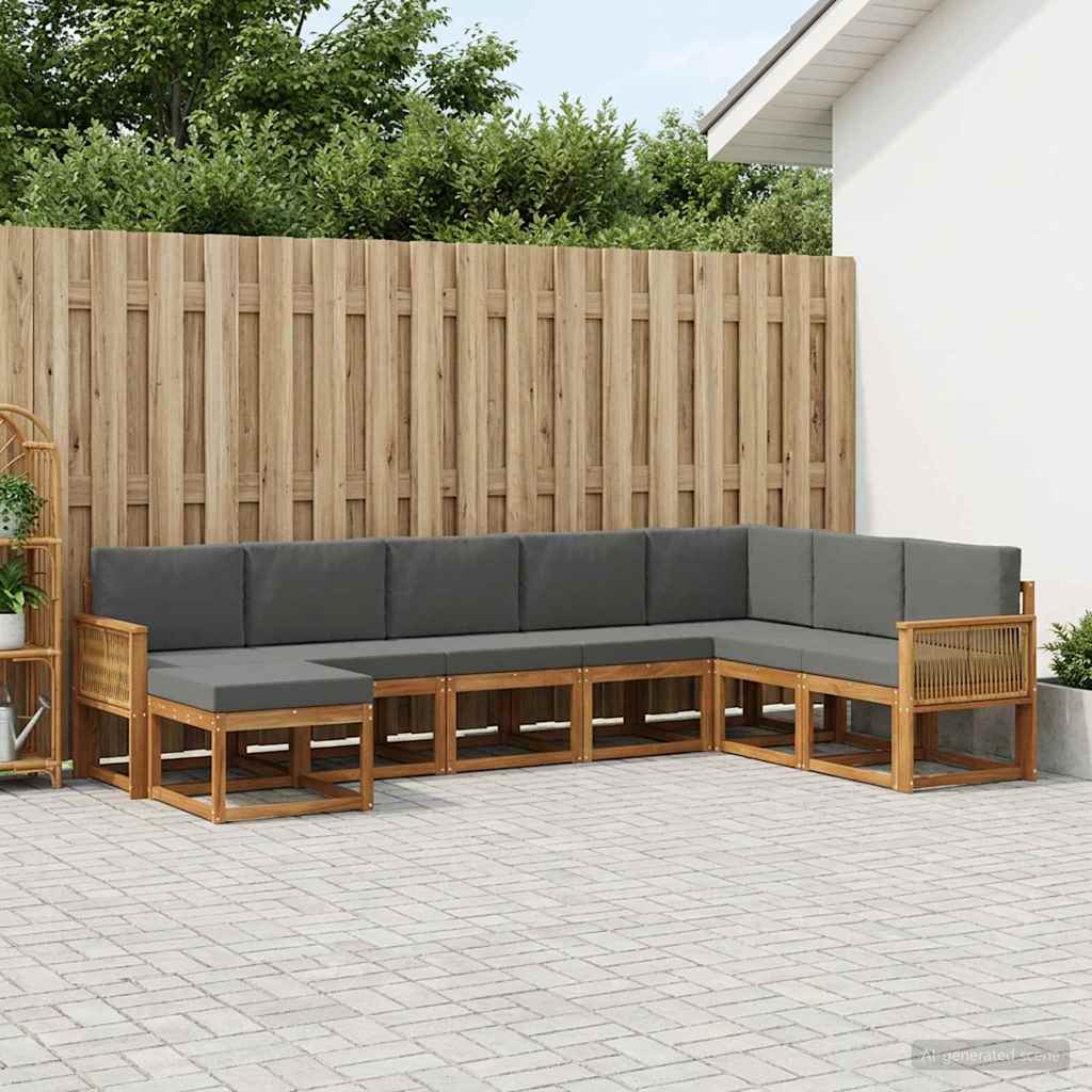 vidaXL Zestaw sof na zewnątrz z poduszką 8 pcs Naturalny i Antracytowy