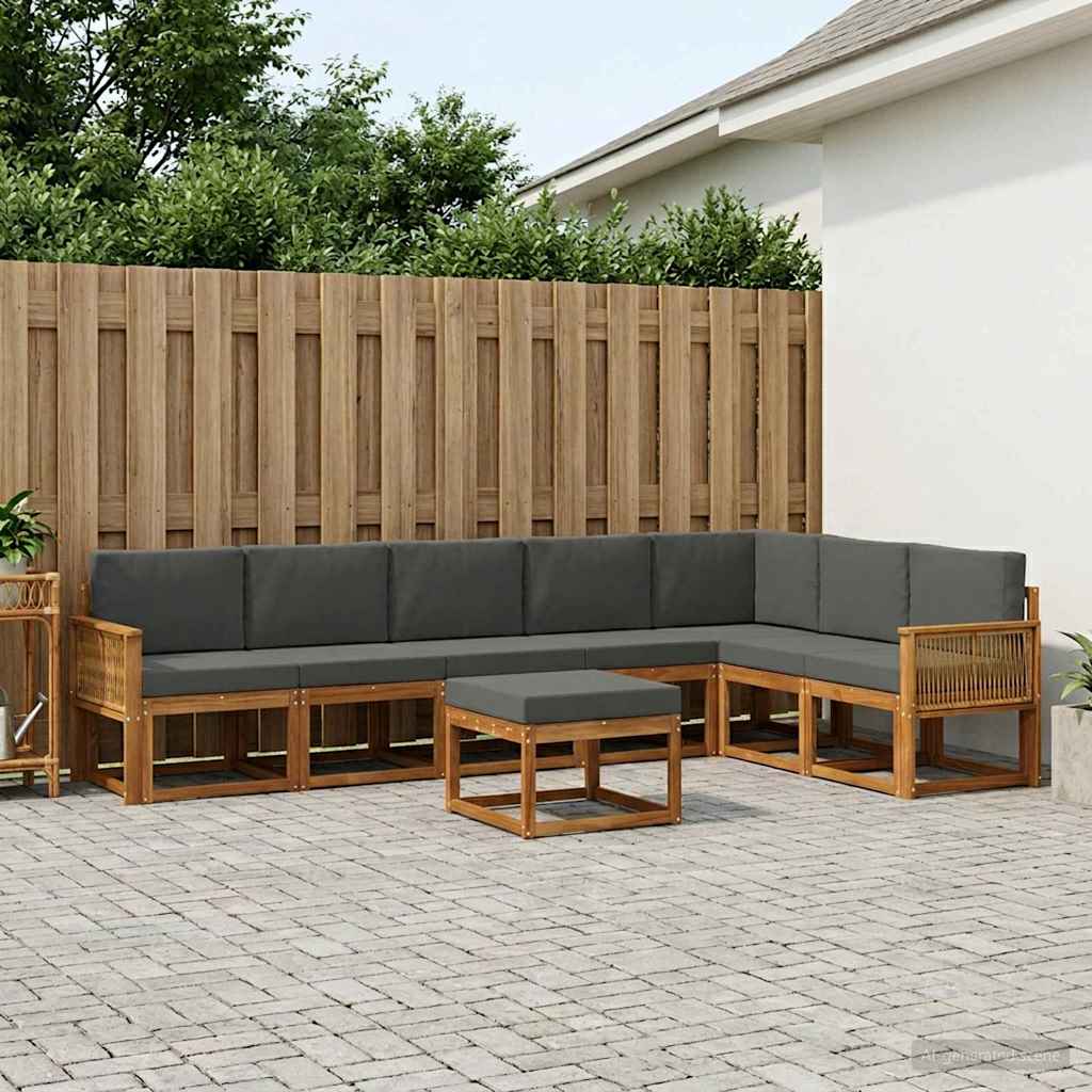 vidaXL Zestaw sof na zewnątrz z poduszką 8 pcs Naturalny i Antracytowy