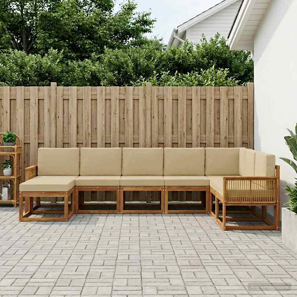 vidaXL Zestaw sof na zewnątrz z poduszką 8 pcs Naturalny i Beżowy