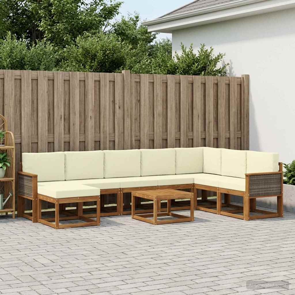 vidaXL Zestaw sof na zewnątrz z poduszką 9 pcs Naturalny i Kremowy