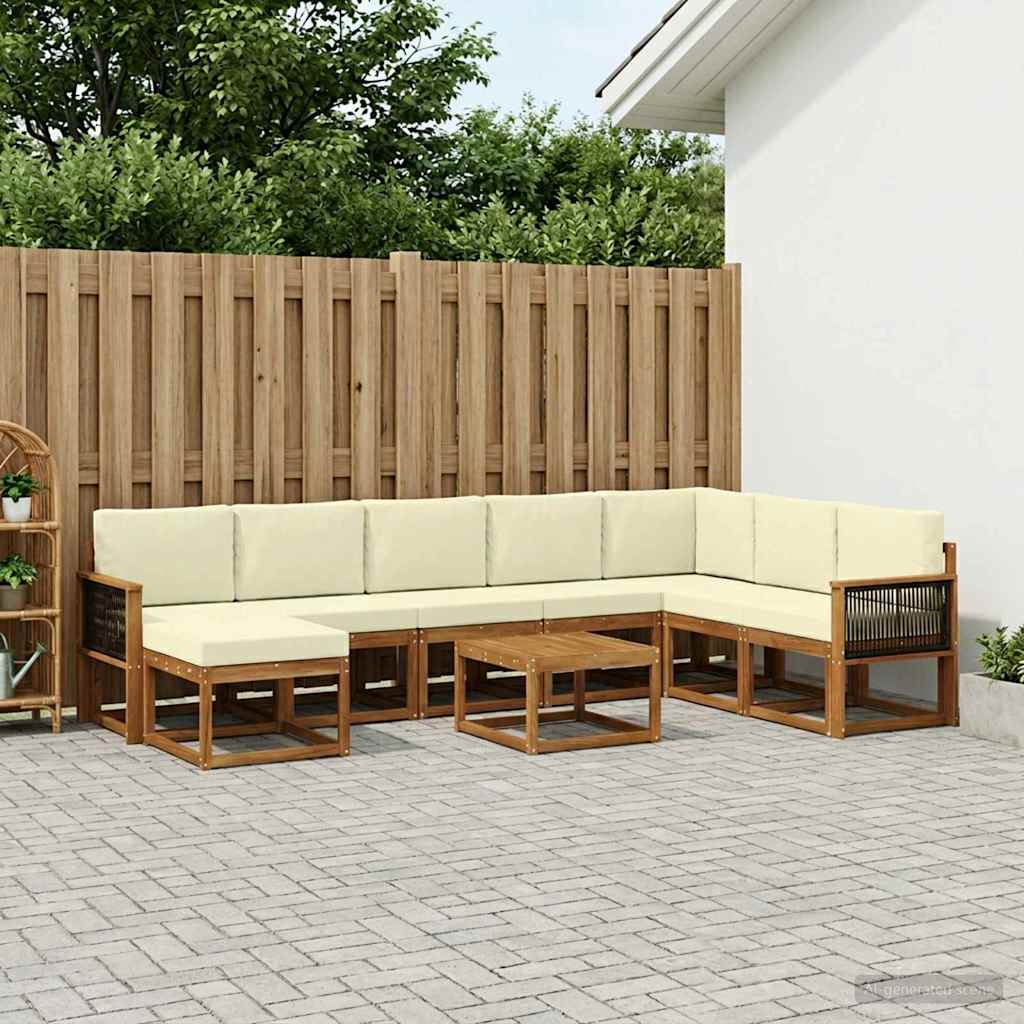 vidaXL Zestaw sof na zewnątrz z poduszką 9 pcs Naturalny i Kremowy