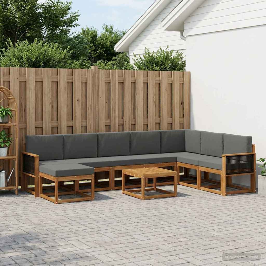 vidaXL Zestaw sof na zewnątrz z poduszką 9 pcs Naturalny i Antracytowy