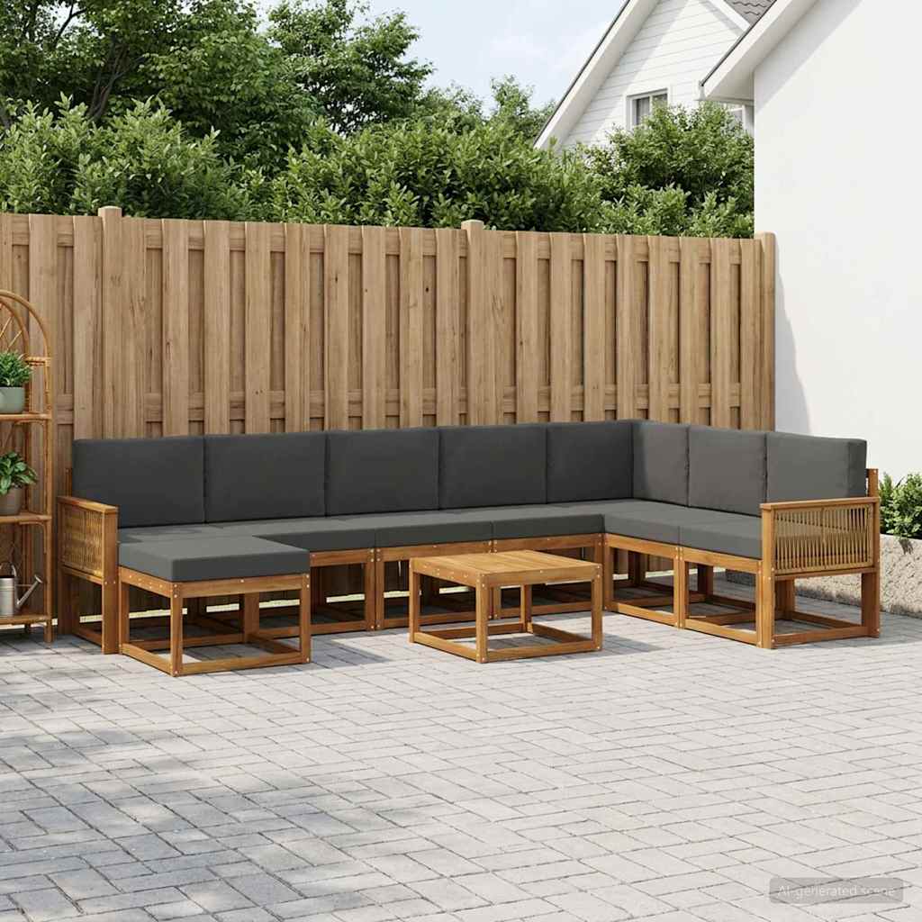 vidaXL Zestaw sof na zewnątrz z poduszką 9 pcs Naturalny i Antracytowy