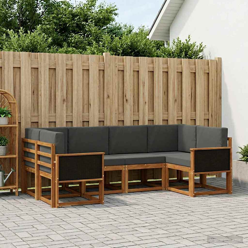 vidaXL Zestaw sof na zewnątrz z poduszką 6 pcs Naturalny i Antracytowy