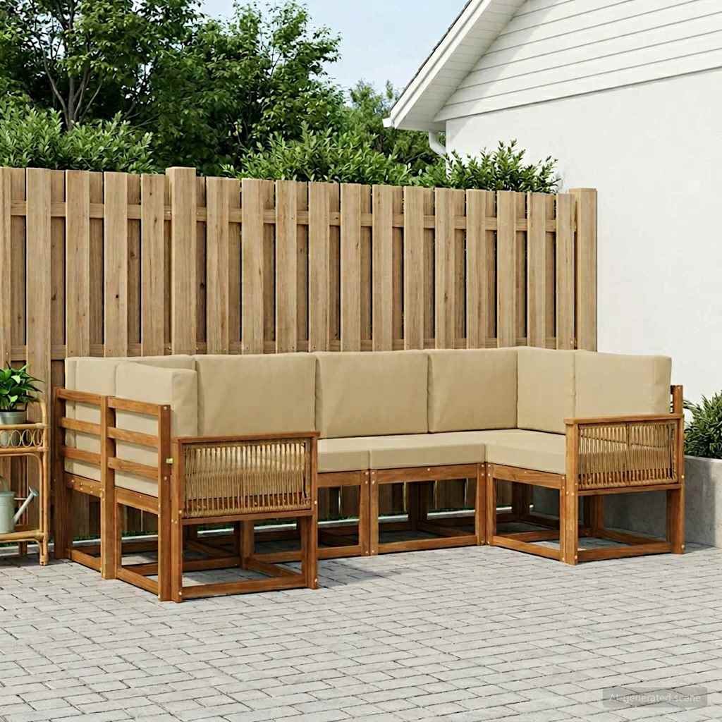 vidaXL Zestaw sof na zewnątrz z poduszką 6 pcs Naturalny i Beżowy