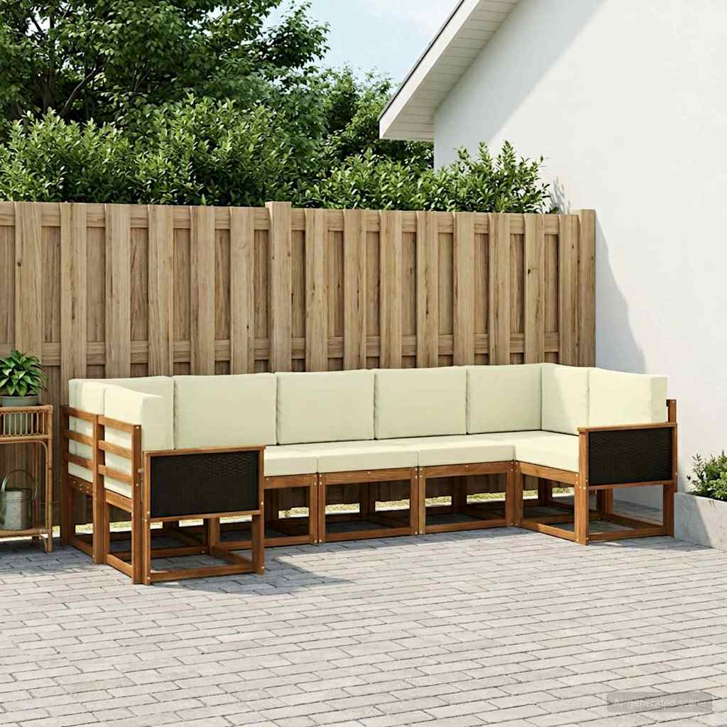 vidaXL Zestaw sof na zewnątrz z poduszką 7 pcs Naturalny i Kremowy