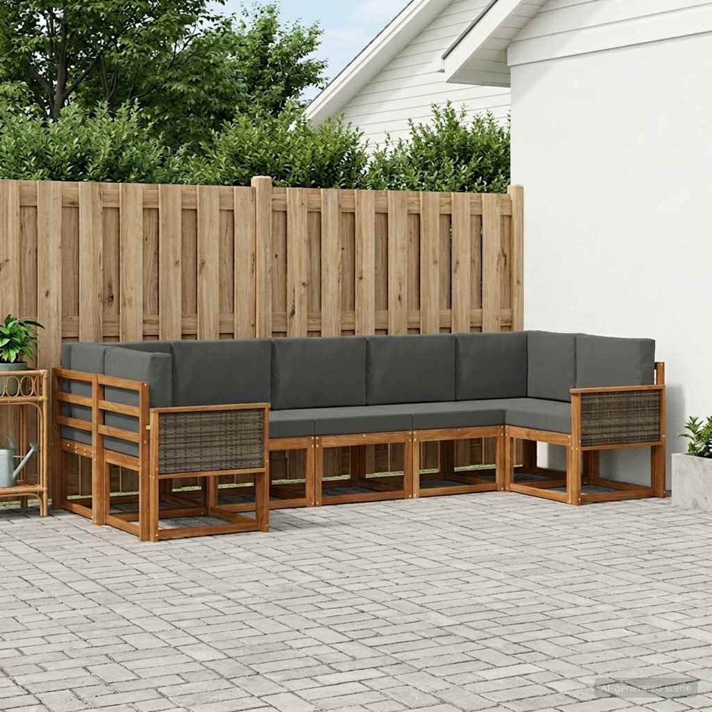 vidaXL Zestaw sof na zewnątrz z poduszką 7 pcs Naturalny i Antracytowy