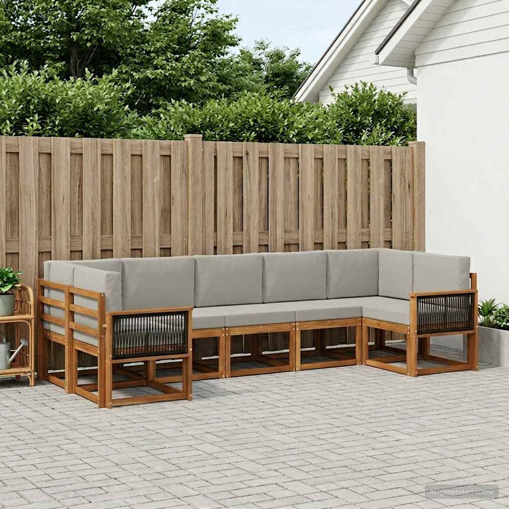 vidaXL Zestaw sof na zewnątrz z poduszką 7 pcs Naturalny i jasnoszary
