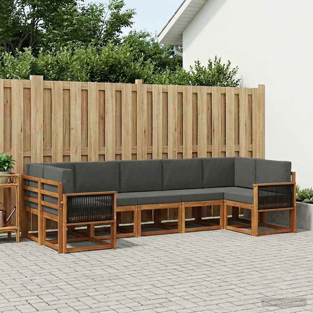 vidaXL Zestaw sof na zewnątrz z poduszką 7 pcs Naturalny i Antracytowy