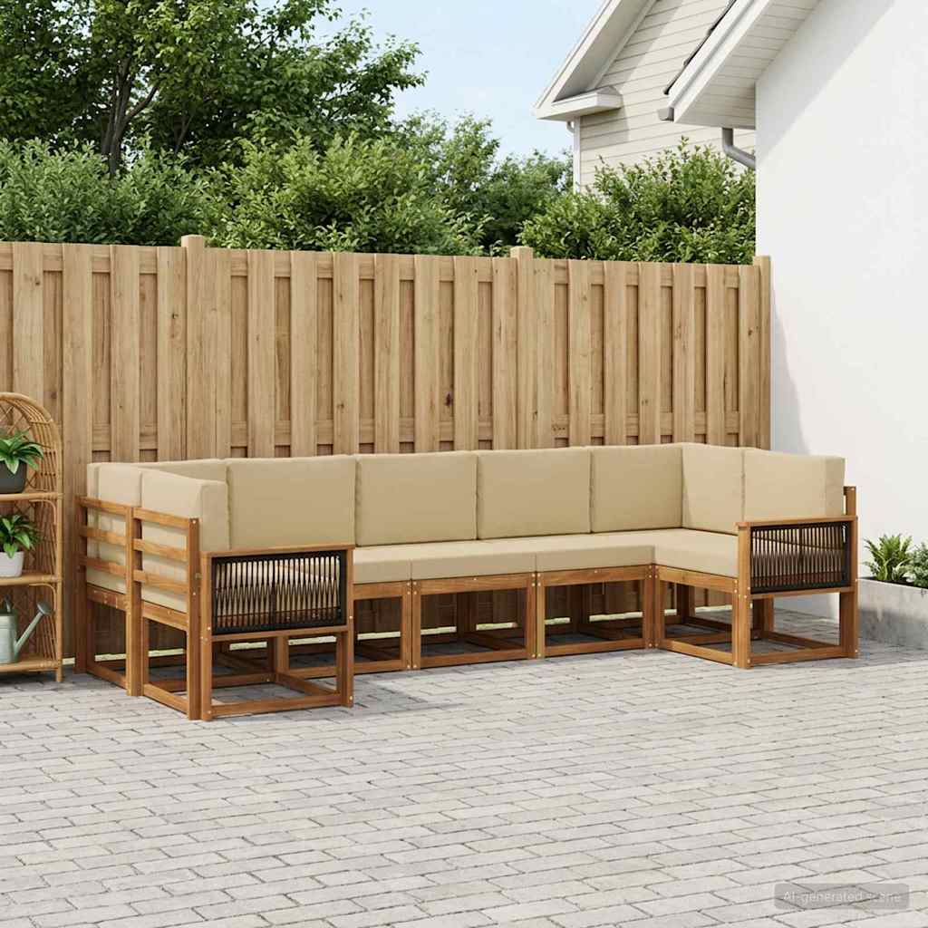 vidaXL Zestaw sof na zewnątrz z poduszką 7 pcs Naturalny i Beżowy