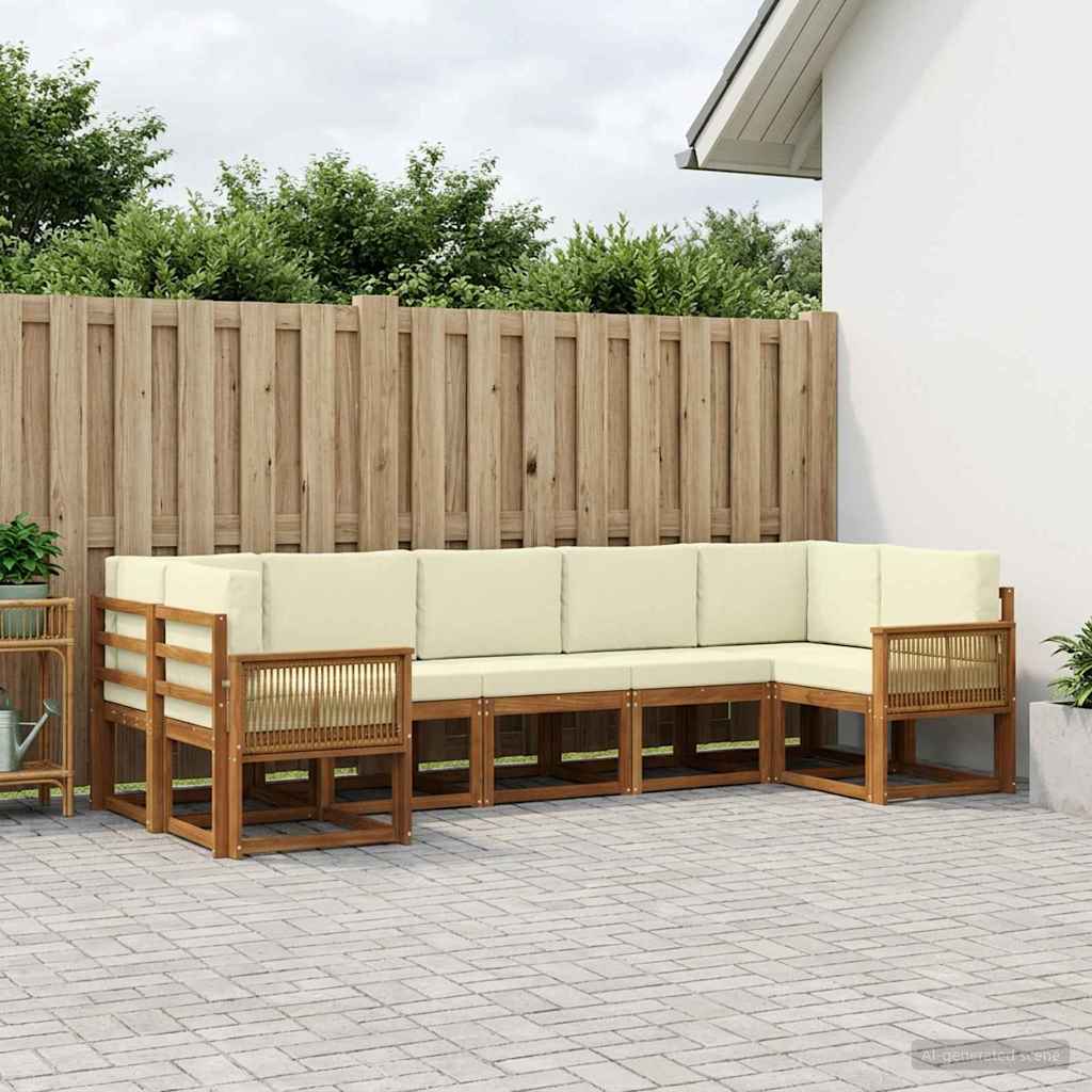 vidaXL Zestaw sof na zewnątrz z poduszką 7 pcs Naturalny i Kremowy