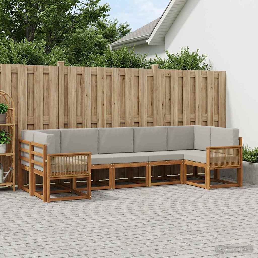 vidaXL Zestaw sof na zewnątrz z poduszką 7 pcs Naturalny i jasnoszary