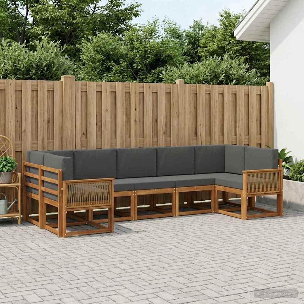 vidaXL Zestaw sof na zewnątrz z poduszką 7 pcs Naturalny i Antracytowy