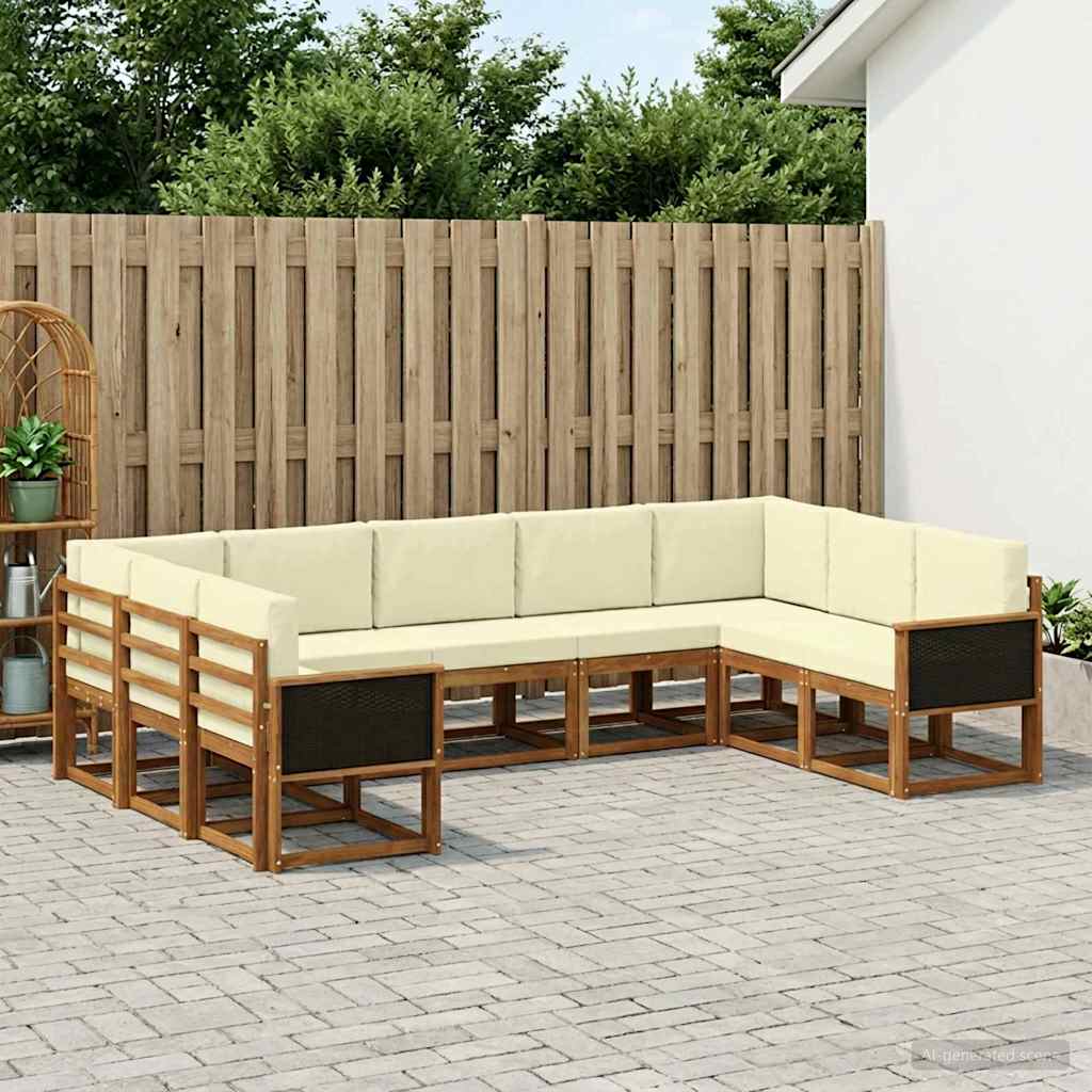 vidaXL Zestaw sof na zewnątrz z poduszką 9 pcs Naturalny i Kremowy