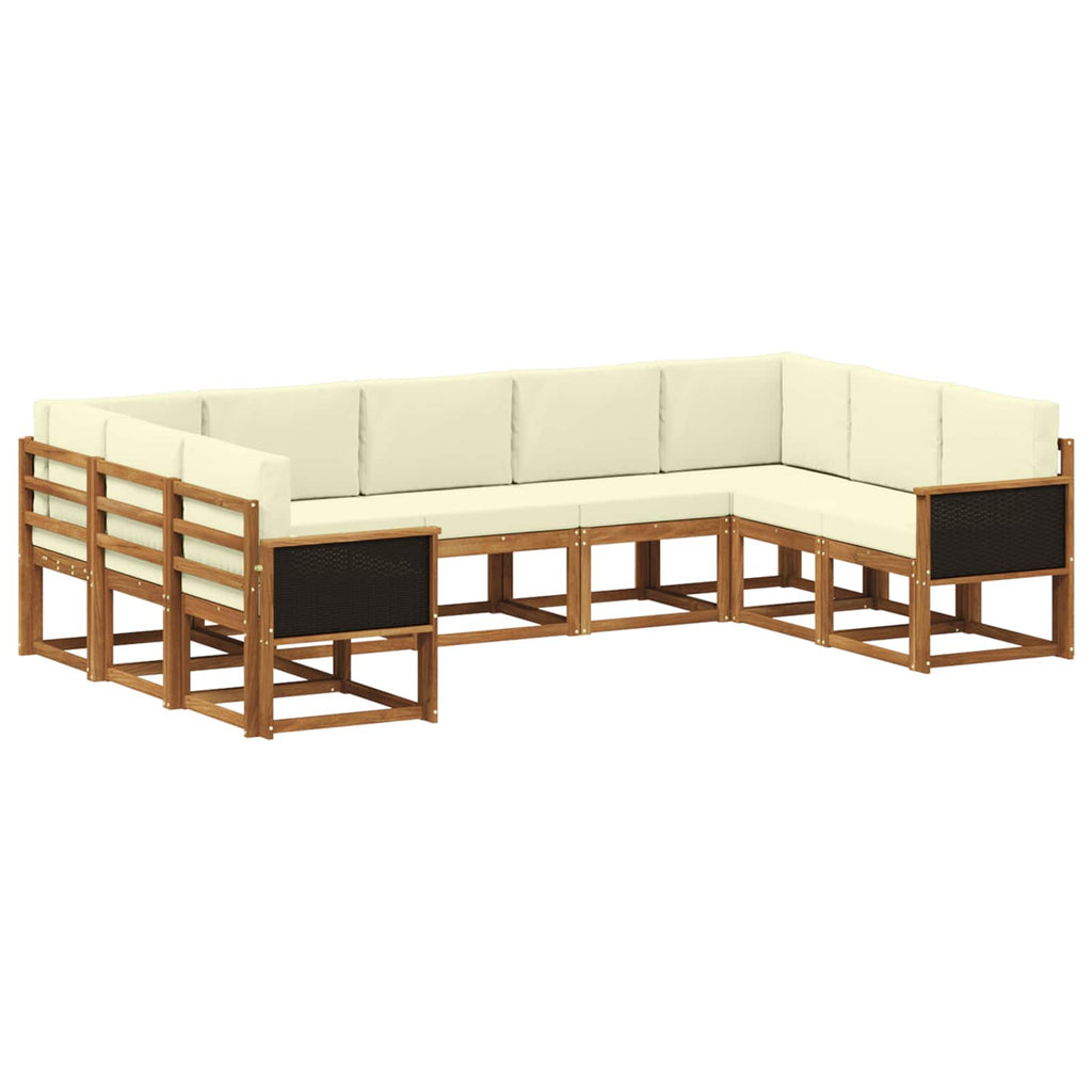 vidaXL Zestaw sof na zewnątrz z poduszką 9 pcs Naturalny i Kremowy