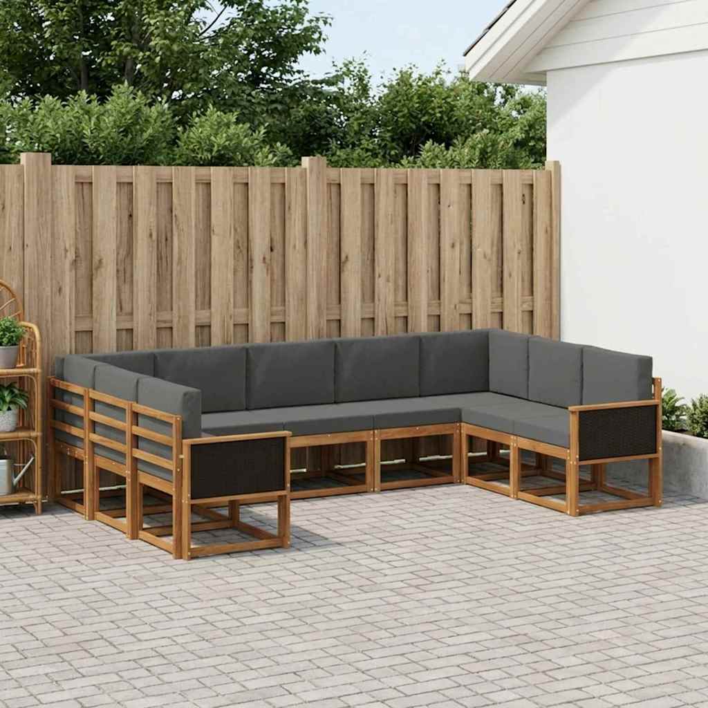 vidaXL Zestaw sof na zewnątrz z poduszką 9 pcs Naturalny i Antracytowy