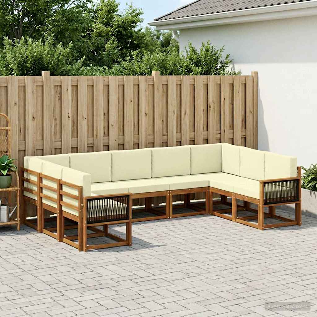 vidaXL Zestaw sof na zewnątrz z poduszką 9 pcs Naturalny i Kremowy