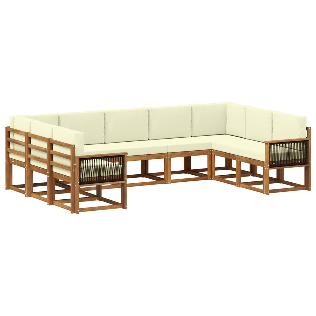 vidaXL Zestaw sof na zewnątrz z poduszką 9 pcs Naturalny i Kremowy