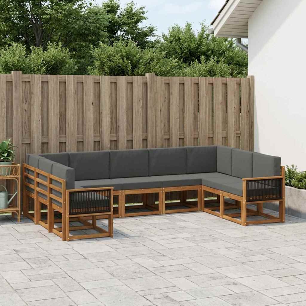 vidaXL Zestaw sof na zewnątrz z poduszką 9 pcs Naturalny i Antracytowy