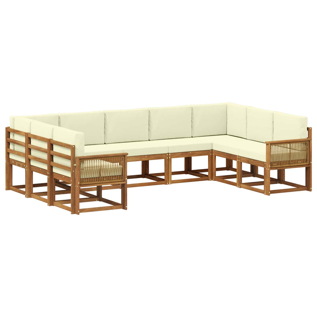 vidaXL Zestaw sof na zewnątrz z poduszką 9 pcs Naturalny i Kremowy
