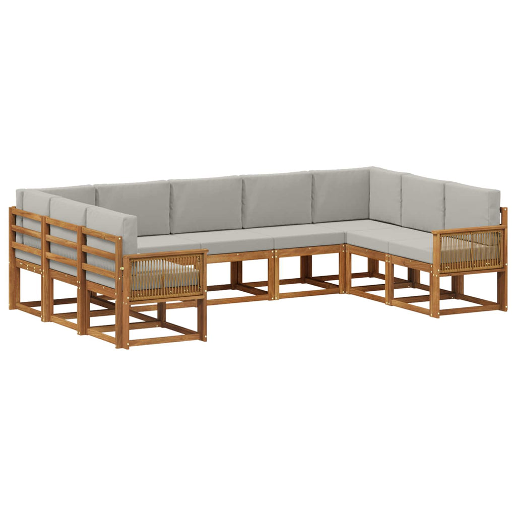 vidaXL Zestaw sof na zewnątrz z poduszką 9 pcs Naturalny i jasnoszary