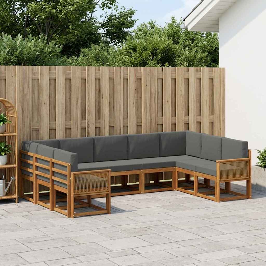 vidaXL Zestaw sof na zewnątrz z poduszką 9 pcs Naturalny i Antracytowy