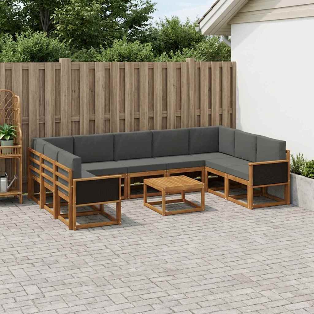 vidaXL Zestaw sof na zewnątrz 10 pcs Naturalny i Antracytowy
