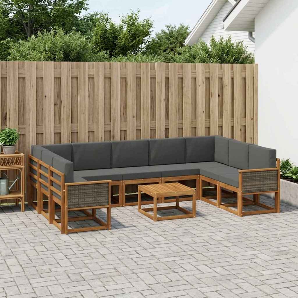 vidaXL Zestaw sof na zewnątrz 10 pcs Naturalny i Antracytowy