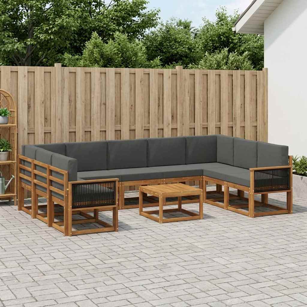 vidaXL Zestaw sof na zewnątrz 10 pcs Naturalny i Antracytowy