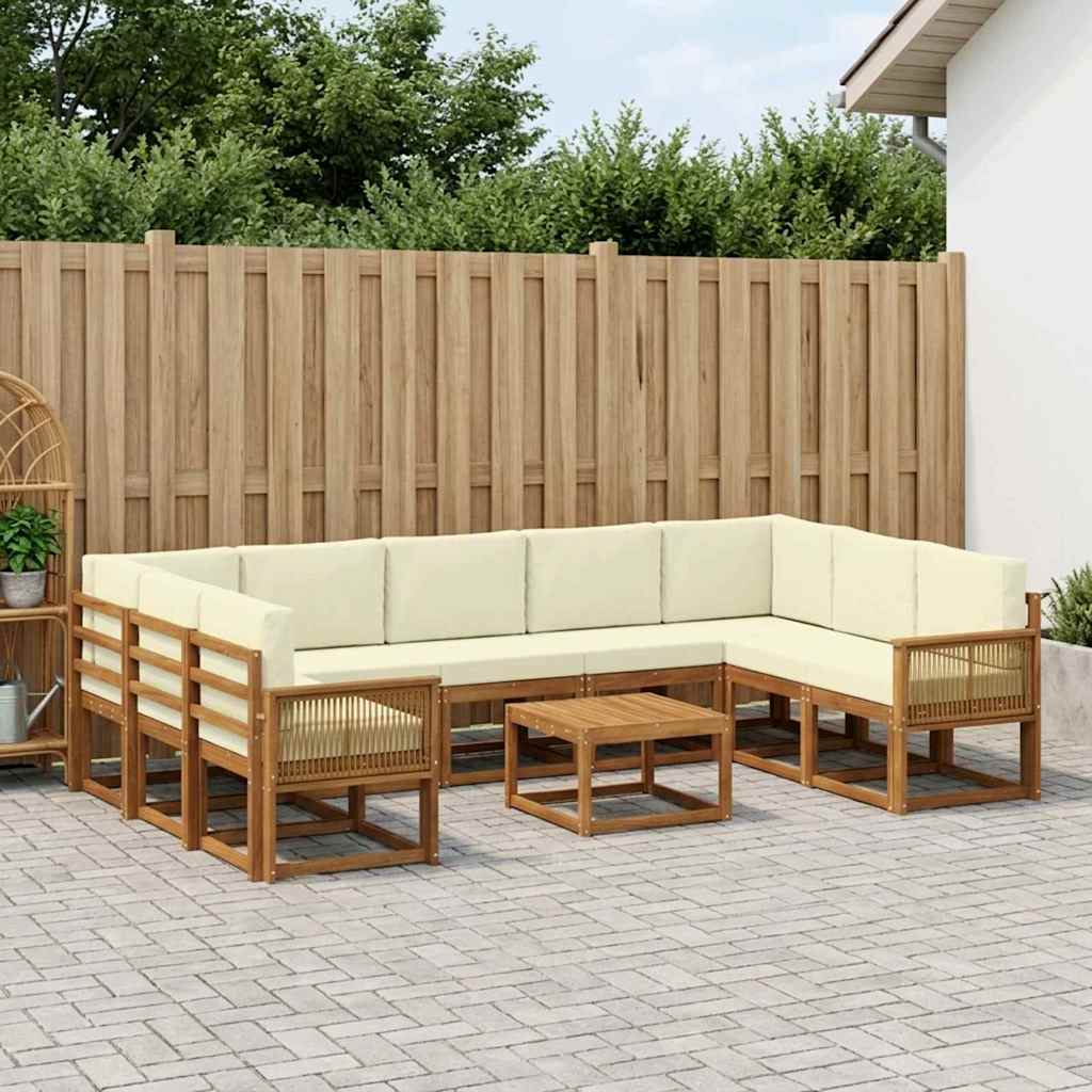 vidaXL Zestaw sof na zewnątrz z poduszką 10 pcs Naturalny i Kremowy