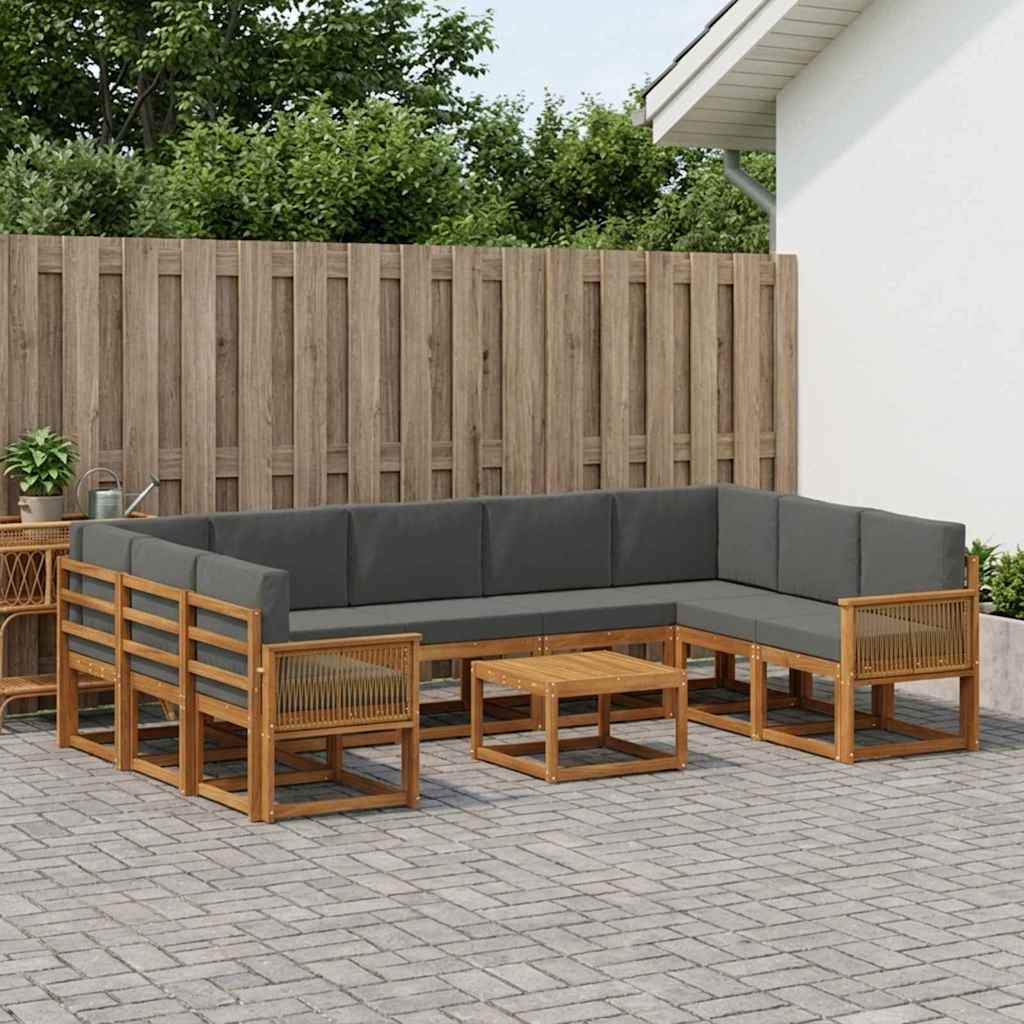 vidaXL Zestaw sof na zewnątrz 10 pcs Naturalny i Antracytowy