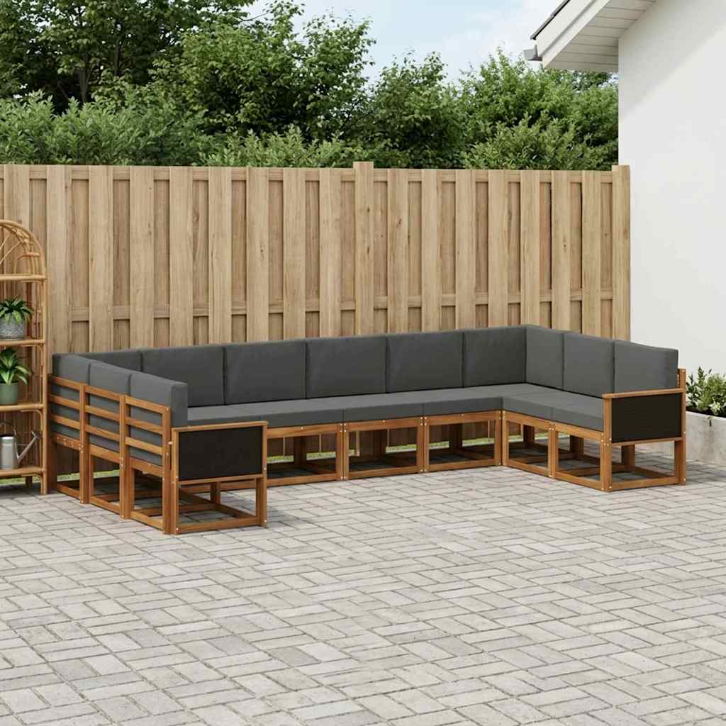 vidaXL Zestaw sof na zewnątrz 10 pcs Naturalny i Antracytowy
