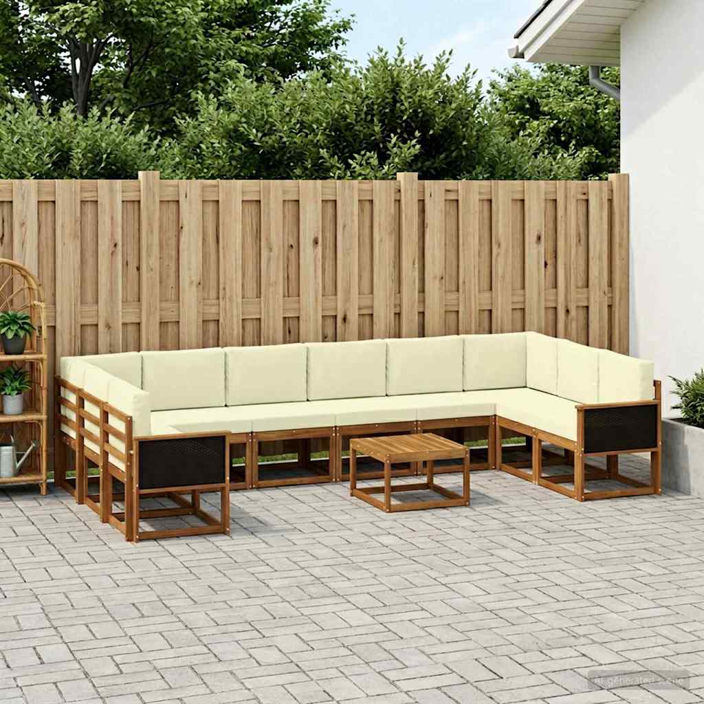 vidaXL Zestaw sof na zewnątrz z poduszką 11 pcs Naturalny i Kremowy