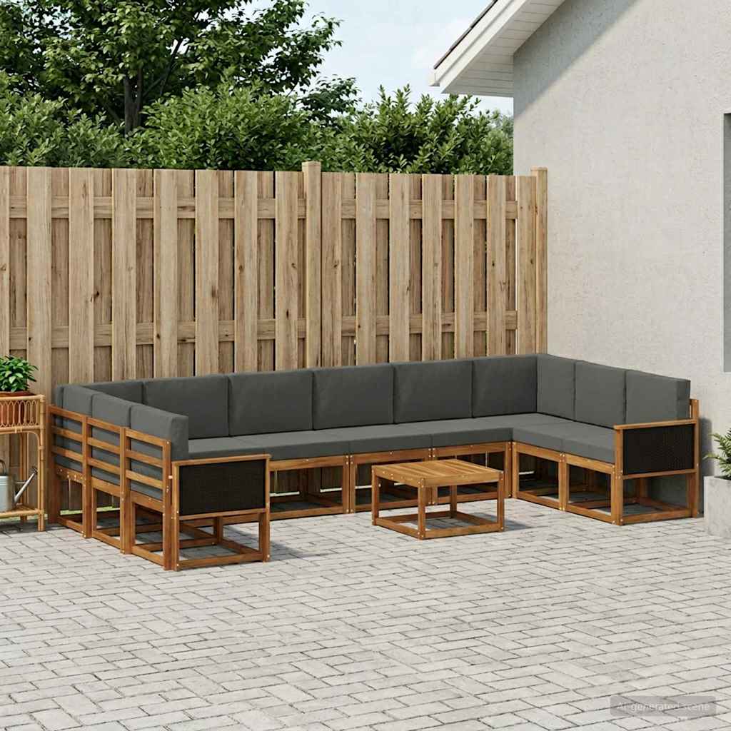 vidaXL Zestaw sof na zewnątrz 11 pcs Naturalny i Antracytowy