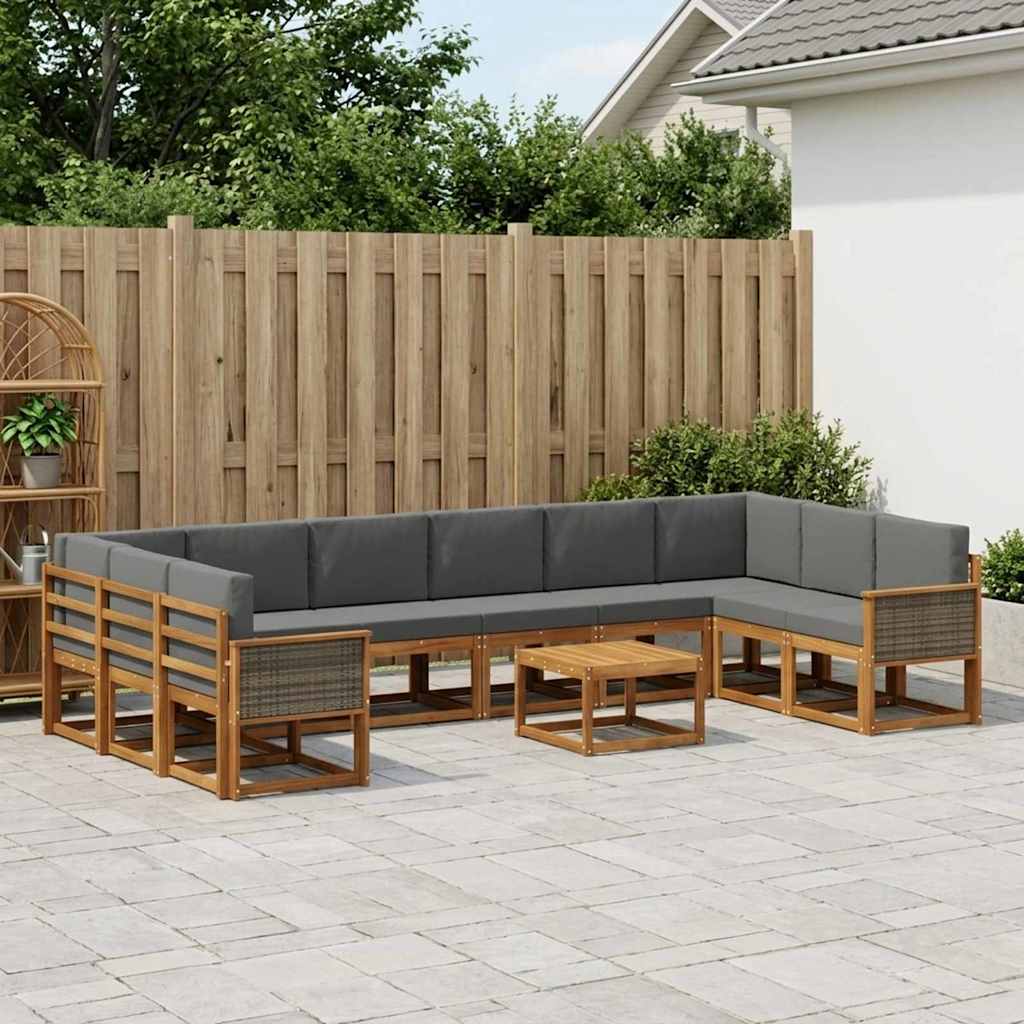 vidaXL Zestaw sof na zewnątrz 11 pcs Naturalny i Antracytowy