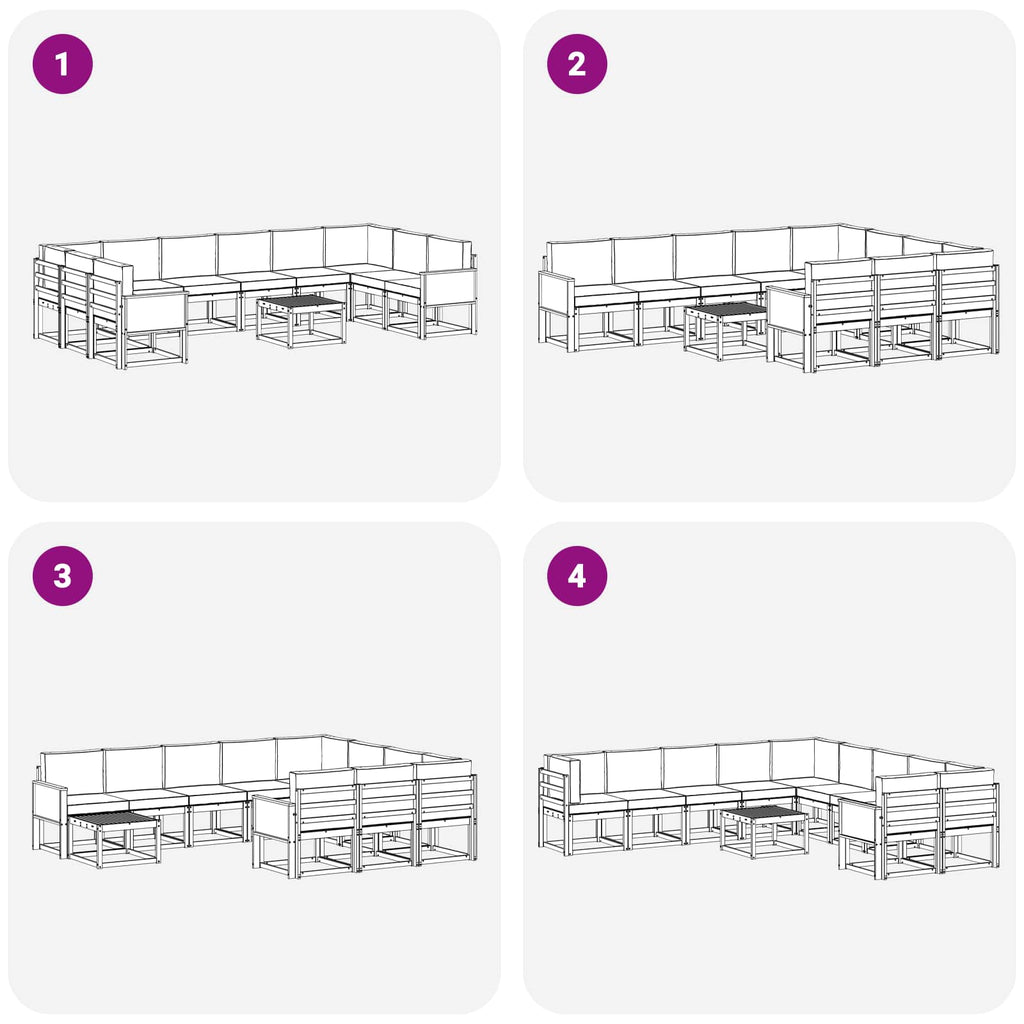 vidaXL Zestaw sof na zewnątrz 11 pcs Naturalny i Antracytowy
