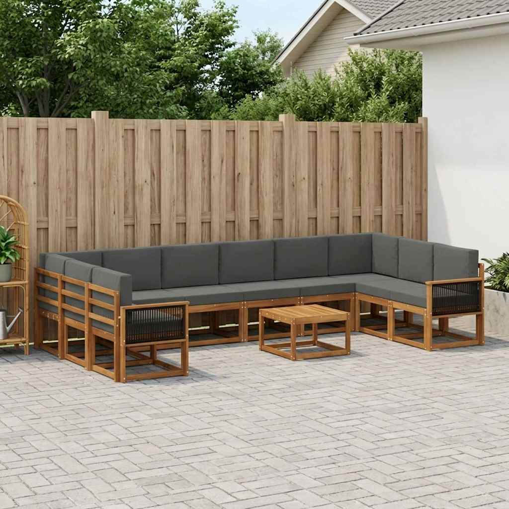 vidaXL Zestaw sof na zewnątrz 11 pcs Naturalny i Antracytowy