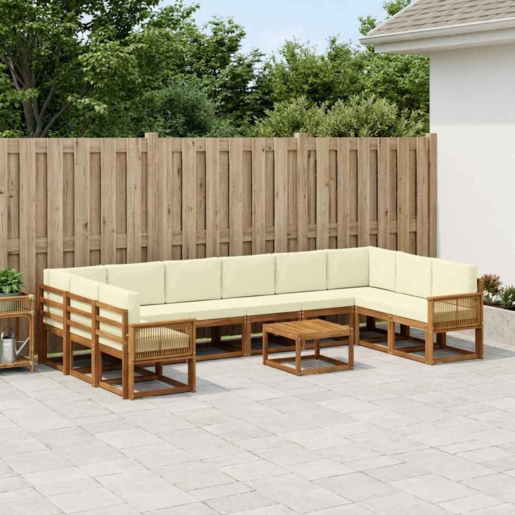 vidaXL Zestaw sof na zewnątrz z poduszką 11 pcs Naturalny i Kremowy