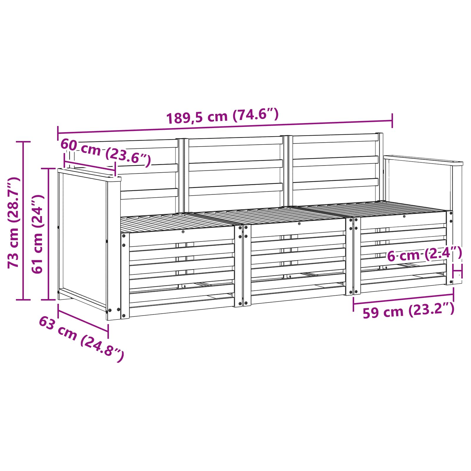 vidaXL Zestawy sof 3 pcs Lite Drewno Akacji