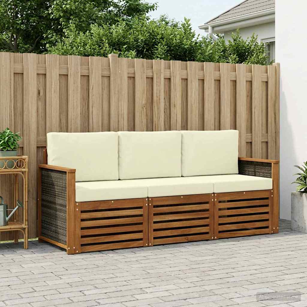vidaXL Zestawy sof z poduszką 3 pcs Lite Drewno Akacji