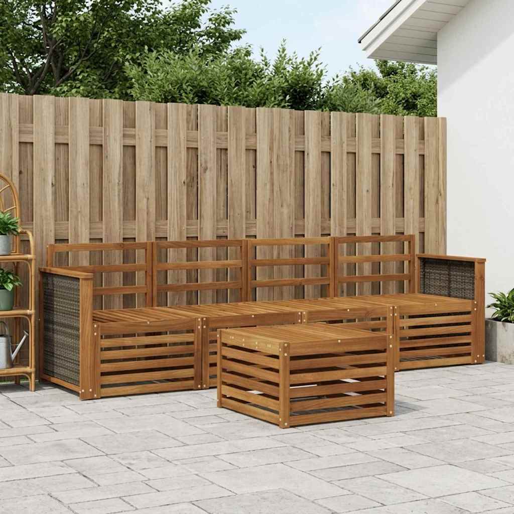 vidaXL Zestaw sof na zewnątrz 5 pcs naturalny Lite Drewno Akacji