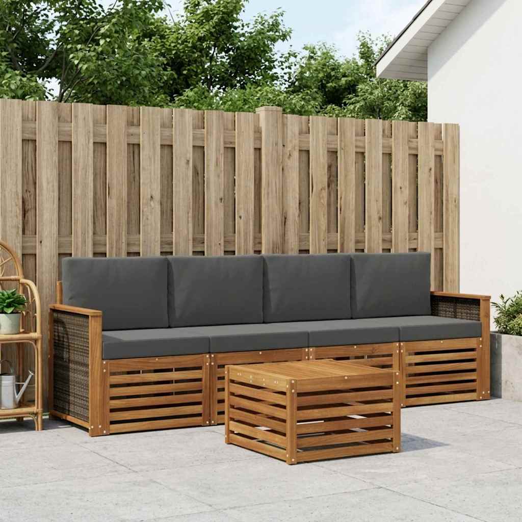 vidaXL Zestaw sof na zewnątrz z poduszką 5 pcs Naturalny i Antracytowy