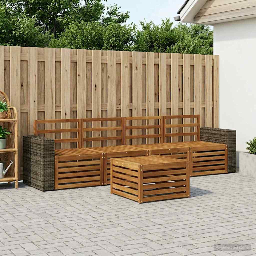 vidaXL Zestaw sof na zewnątrz 5 pcs naturalny Lite Drewno Akacji